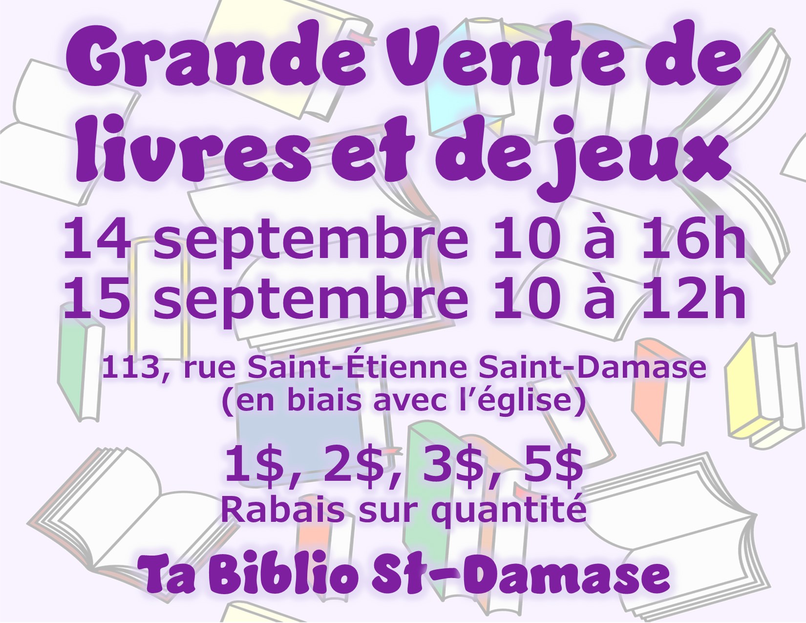 Grande vente de livres au profit de la biblio