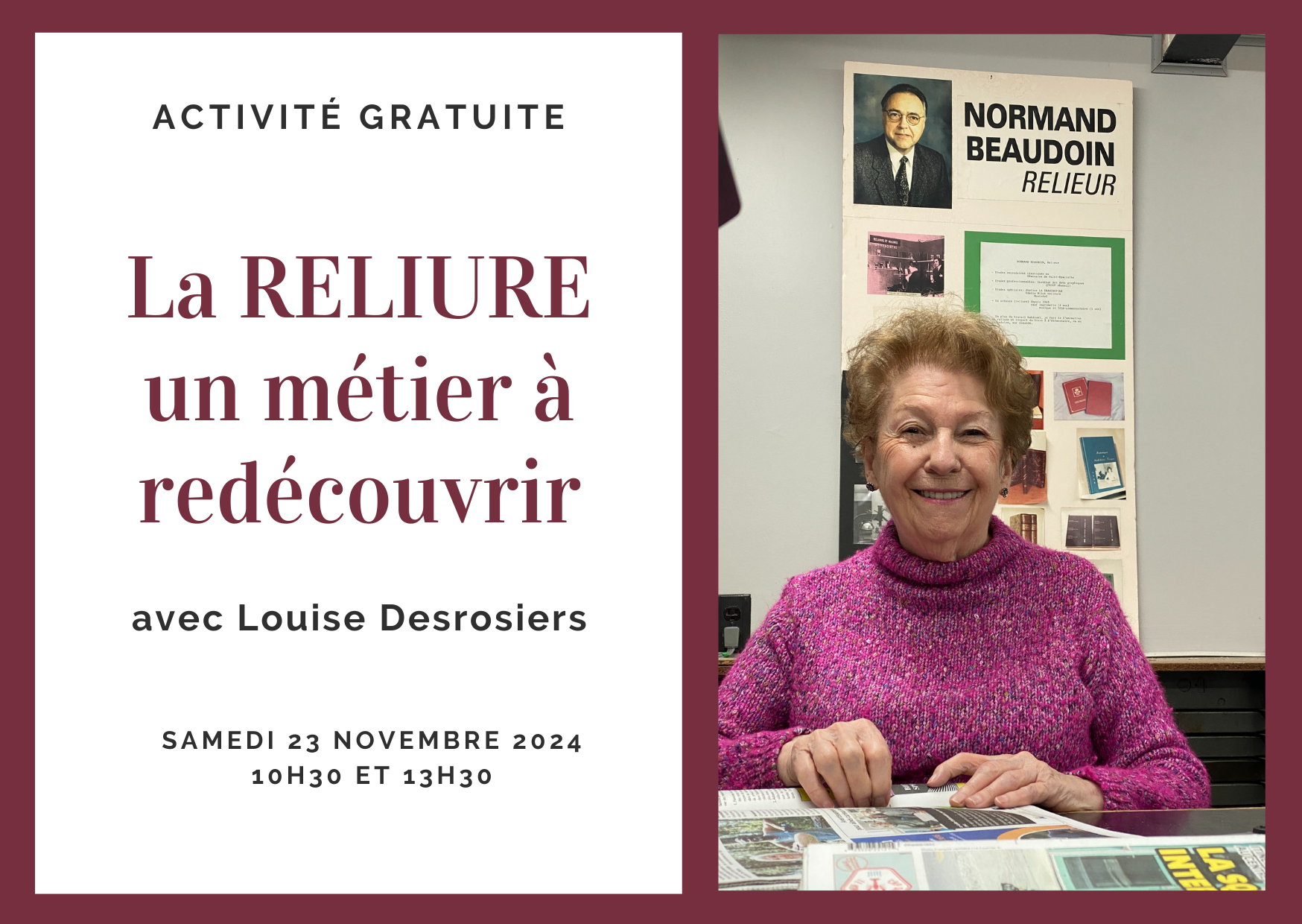 Activité sur la reliure avec Louise Desrosiers