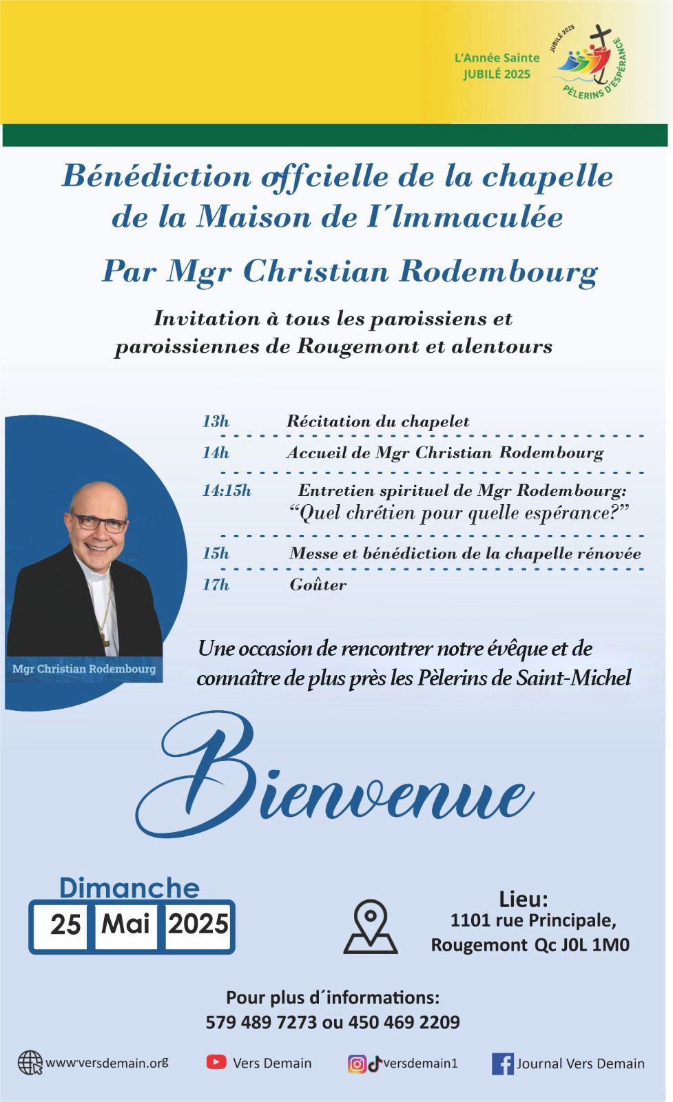 Invitation pour la Bénédiction de la chapelle
