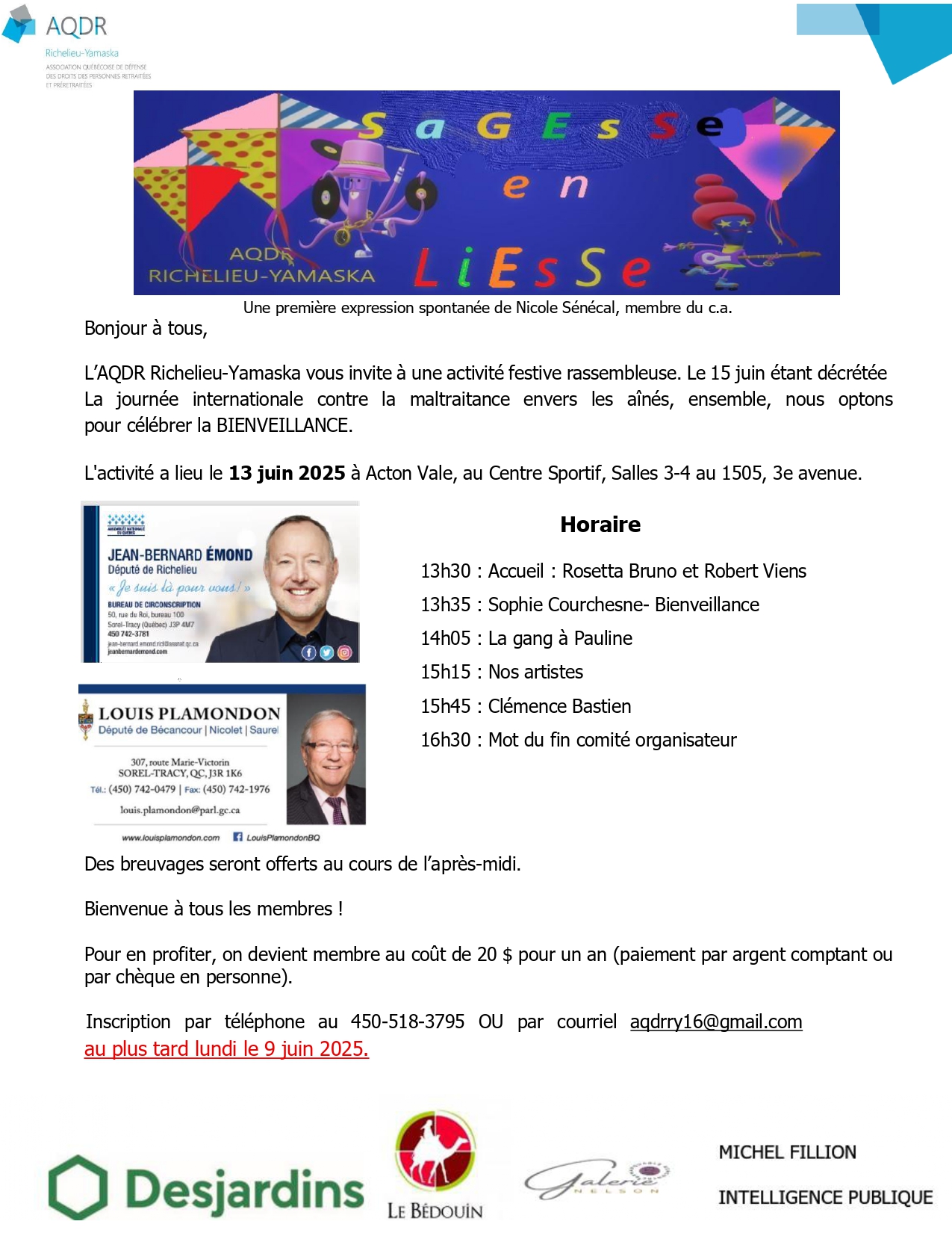 Sagesse en liesse à Acton Vale-AQDR Richelieu-Yamaska-13 juin 2025