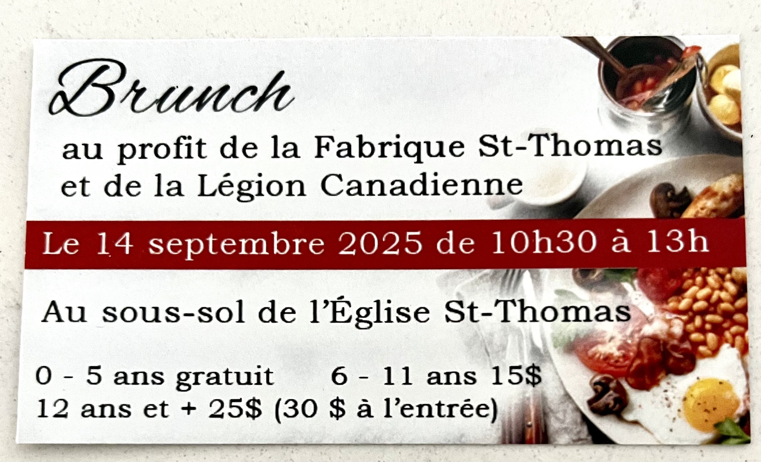 0-5 ans gratuit; 6-11 ans $15; 12 ans et plus $25; ($30 à l'entrée)