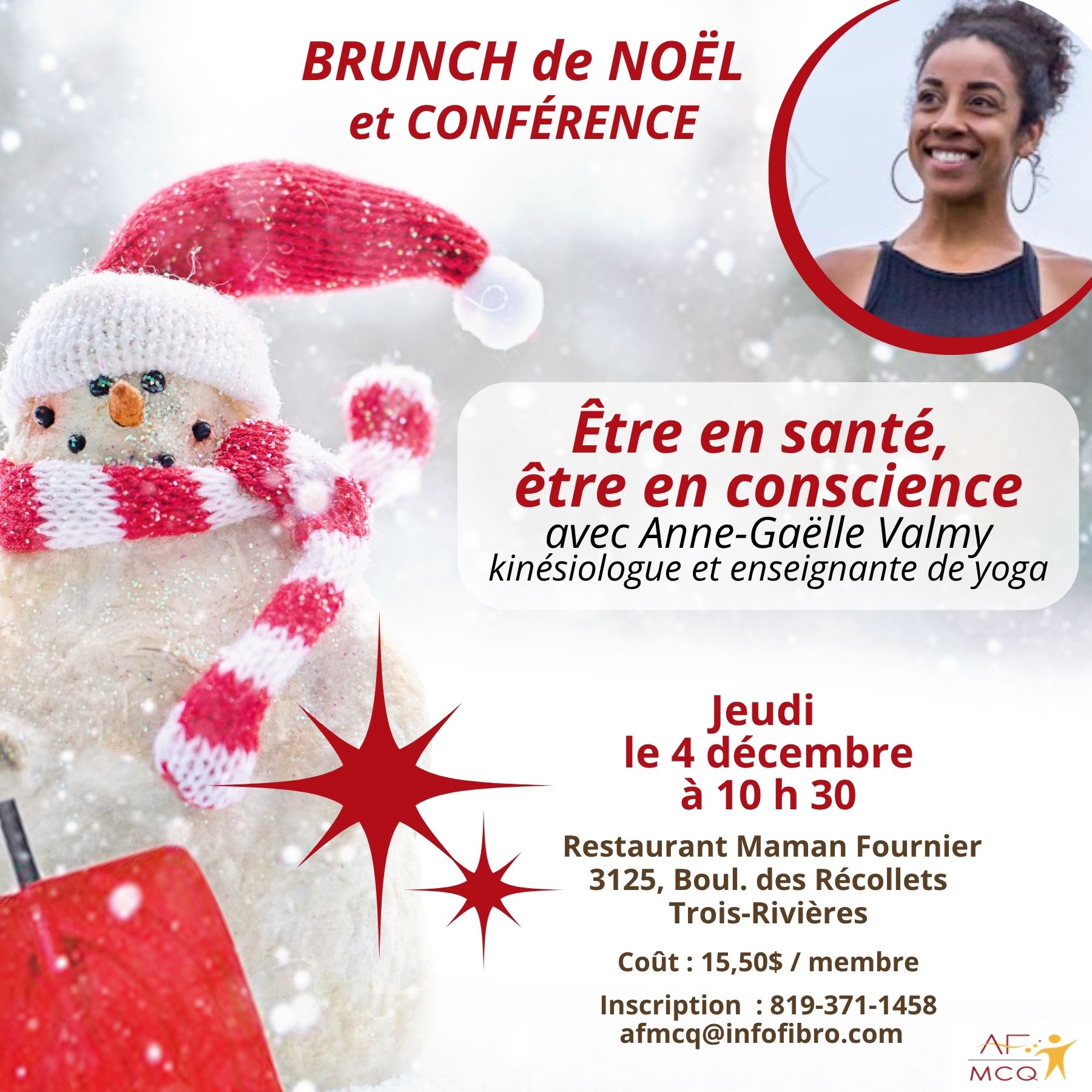 Brunch de Noël et conférence, jeudi le 4 décembre à 10h30