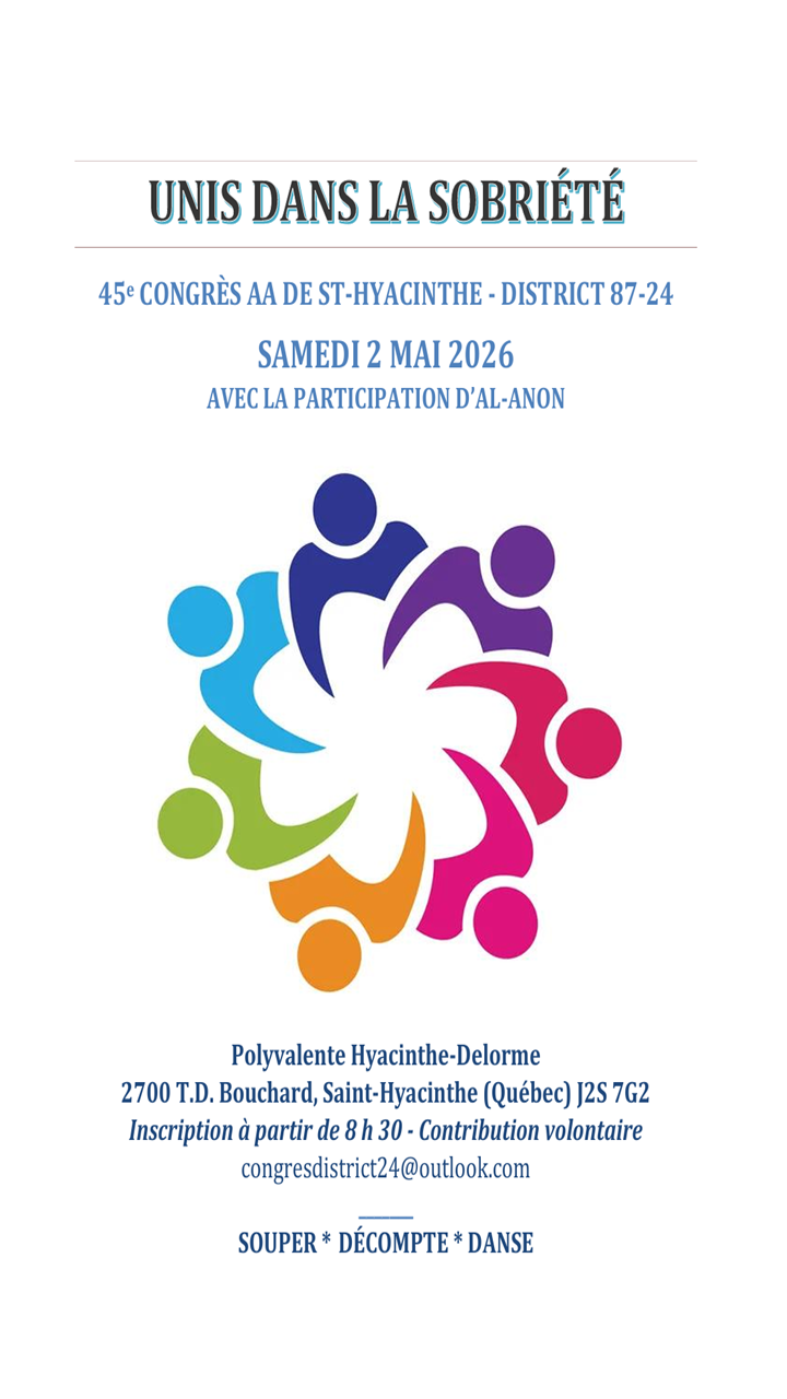 Congrès Alcooliques Anonymes de Saint-Hyacinthe 2 Mai 2026