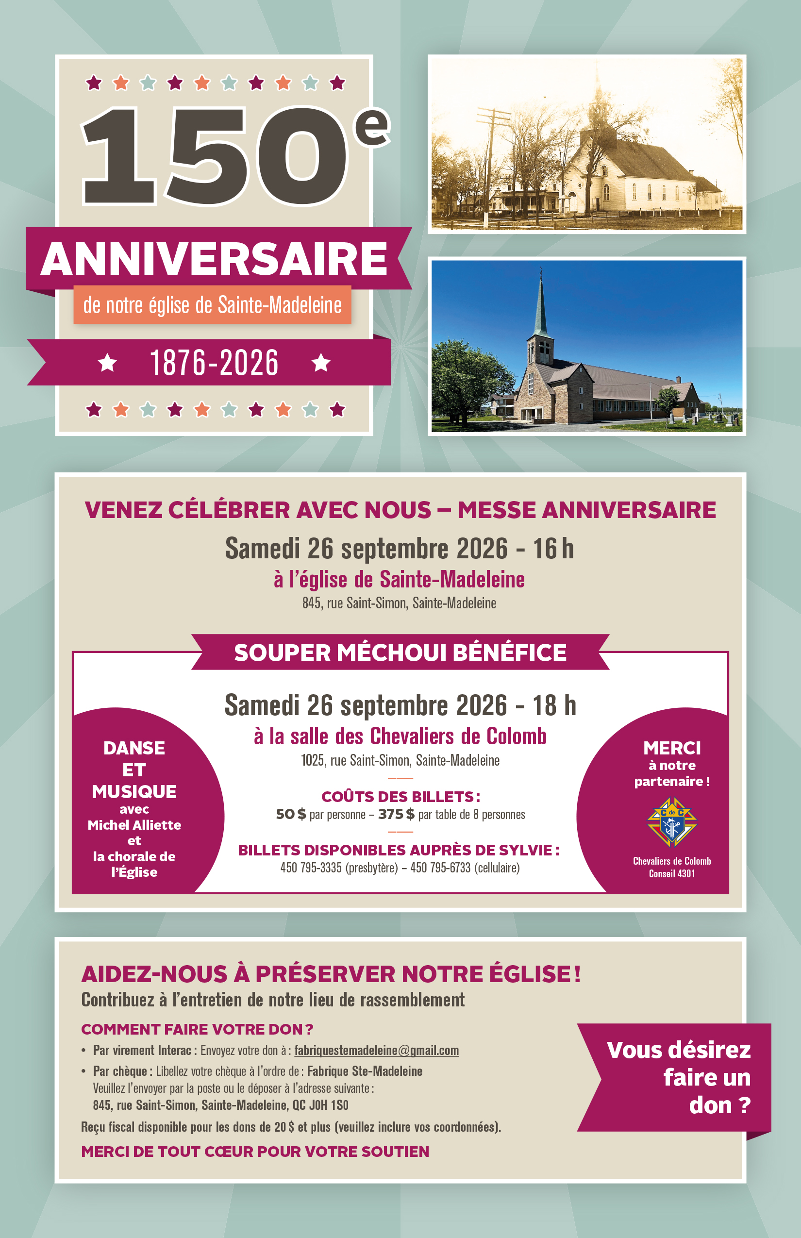 Souper méchoui bénéfice 150e anniversaire de l'Église de Ste-Madeleine