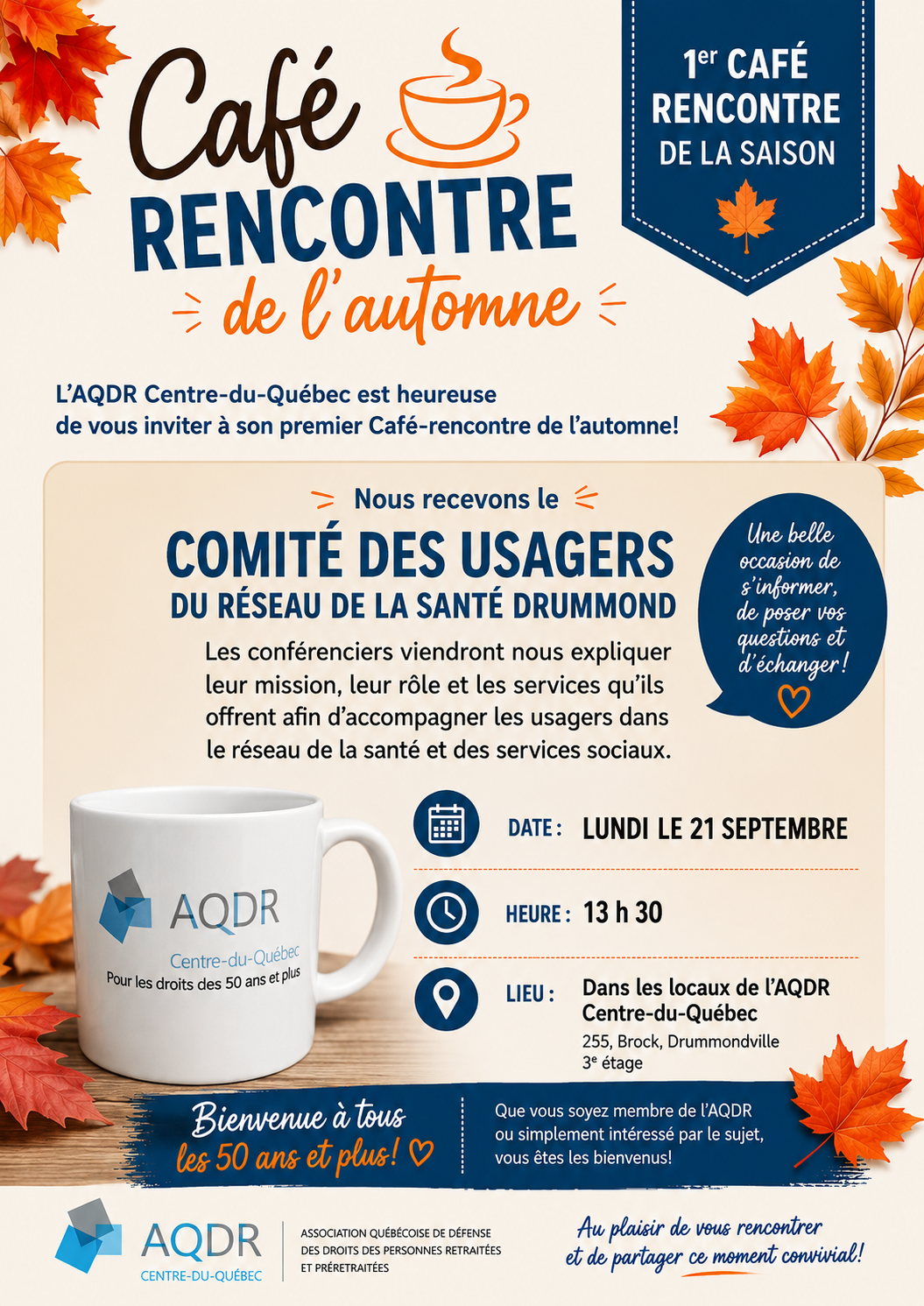 Café rencontre AQDR Centre du Québec