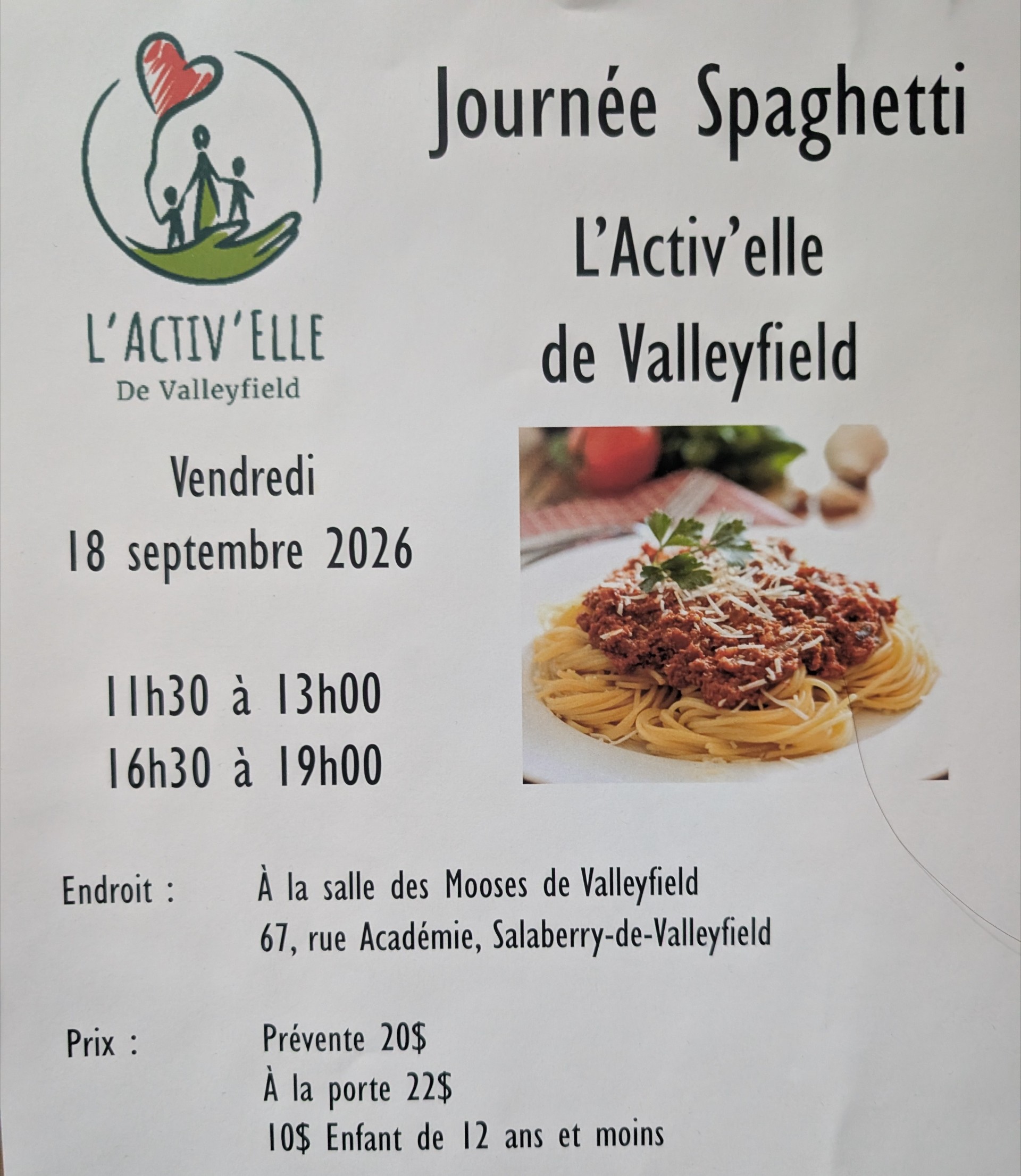 Journée spaghetti de L'Activ'elle de Valleyfield