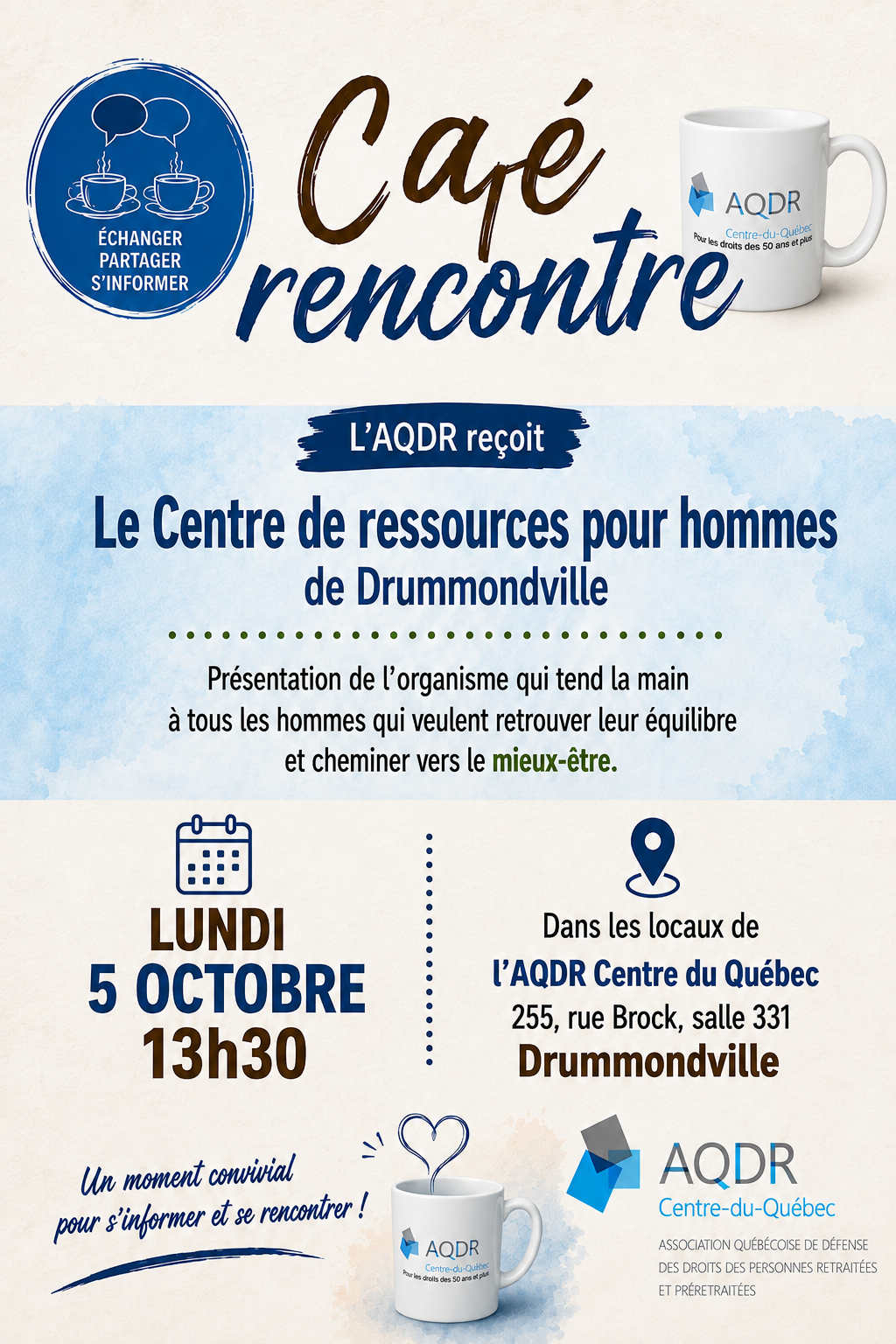 Café rencontre AQDR Centre du Québec