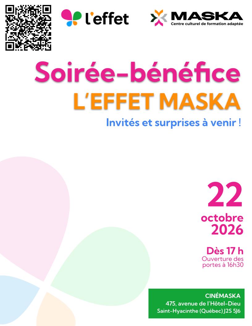 Affiche de la soirée-bénéfice, 22 octobre dès 17h